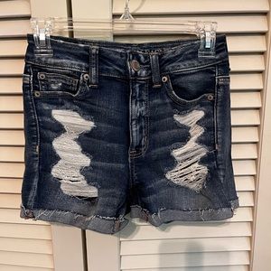 AEO Next Level Stretch Destructed Hi Rise Shortie